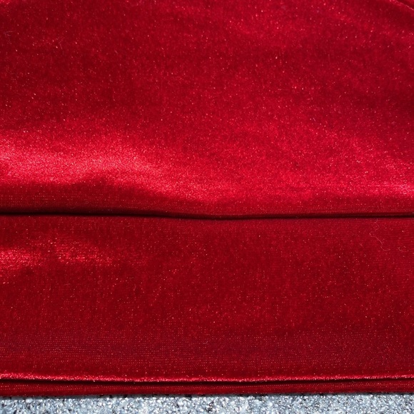 FOREVER 21 velvet red crop top faux wrap style V neck long belt ties NEW size M - Picture 5 of 12